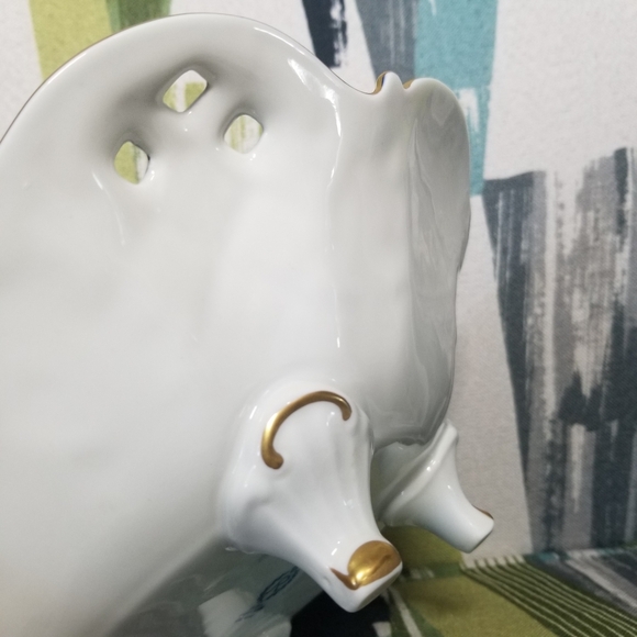 Reichenbach Echt Kobalt Blue Porcelain Serving Bowl Pierced With Feet And Rose - Picture 11 of 15